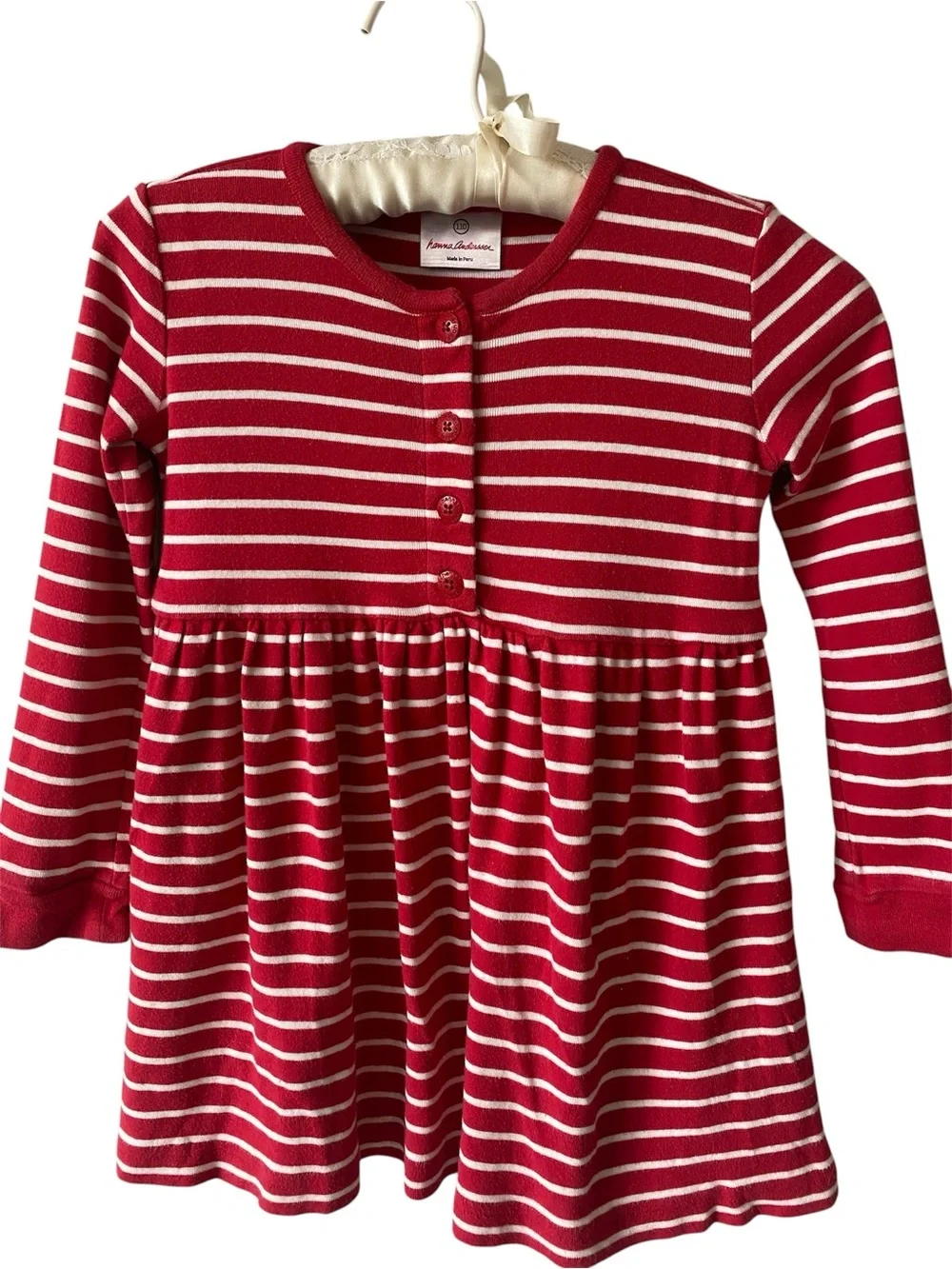 Hanna Andersson Girls Dresses (2) strawberry print and a red stripe long sleeve